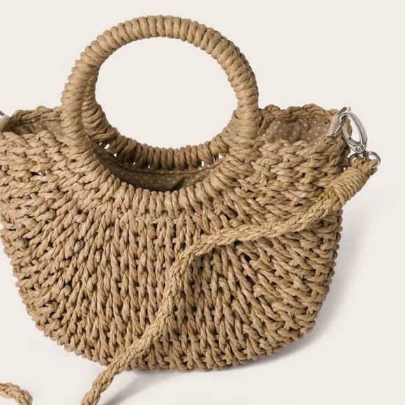 Half moon woven straw bag BoHo Crossbody rattan - Picture 5 of 7